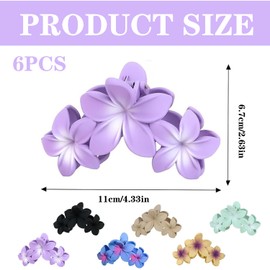 6PCS Flower Hair Claw Clips, Non-Slip Matte Hair Clips for Women, Durable and Stylish Claw Clips for All Hair Types
