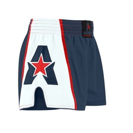 Anthem Athletics Infinity Muay Thai Shorts - Kickboxing, boxeo tailandés, llamativo, Azul marino, blanco y rojo G2, X-Large