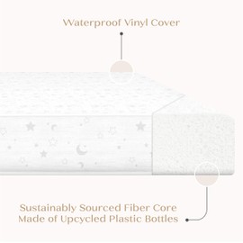 Delta Children Twinkle Galaxy Limited 4-inch Mini Crib Mattress - Premium Sustainably Sourced Fiber Core - Waterproof - GREENGUARD Gold Certified (Non-Toxic) - 5 Year Warranty - Made in USA