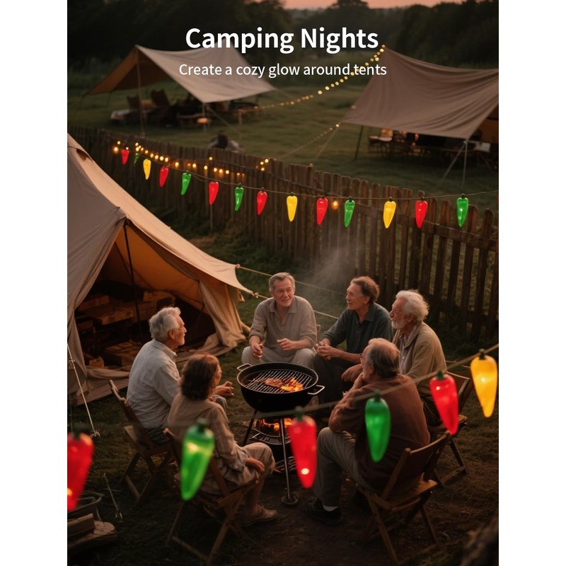 Xingzd 13.6FT Chili Pepper Outdoor String Lights, 35 LED Warm