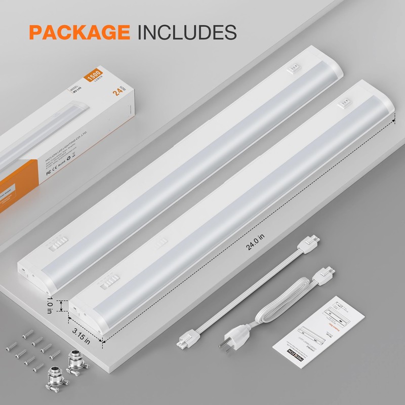 24inch Linkable Under Cabinet Lighting Hardwired Plug-in, Wired led Under