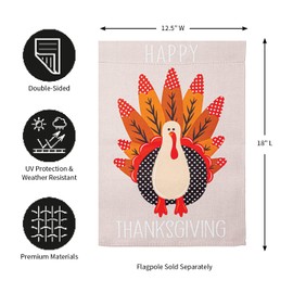 Evergreen Turkey "Happy Thanksgiving" Garden Suede Flag, 12.5 x 18 Inches Outdoor Decor For Homes and Gardens