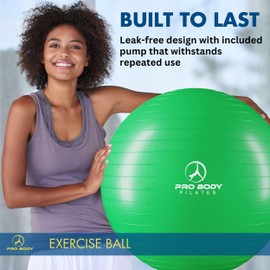 ProBody Pilates Exercise Ball - Multiple Sizes Gym Grade Balance Ball for Fitness, Workout, Pregnancy & Physical Therapy, Stability Yoga Ball Chair (Green, 65 cm)