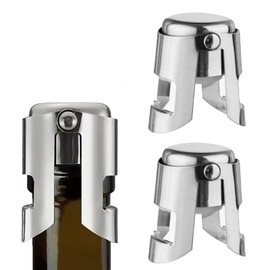 Pack of 2 Champagne Stoppers, Bottle Stopper for Champagne Bottles, Champagne Bottle Stopper for Leak-Proof Keeps Fresh (Silver)