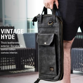 Meinl Cymbals Cymbal Drumstick Bag — Vintage Hyde — for Sticks, Mallets, Brushes and Rods, Heavy-Duty Fabric with Shoulder Strap Plus Floor Tom Hooks (MVHSBK)