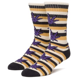 HUF Green Buddy Stripe Sock, Mustard, O/S
