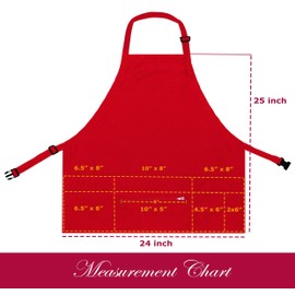 TEXVIDA Aprons for Women Men with 7 Pockets – Zipper Pocket - Buckle Closure - Server, Waitress, Hair Stylist, Short Apron - Red