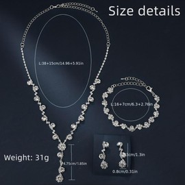 Conjuntos de joyería de Cristal, Joyería para Mujer, Embrague y Collar y Aretes Plateados, Pulsera, Regalo de Lujo, Conjunto de Joyas para Novia, Cristal Brillante, Accesorios Elegantes