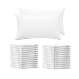 Premium Standard Size Pillowcases 24 Pack - White - Ultra Soft 1800 Thread Count Microfiber- Double Brushed - Allergies Free - Wrinkle Resistant Pillowcase