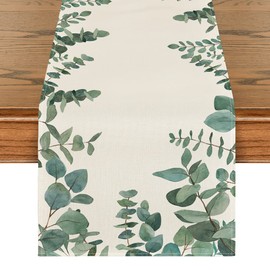Artoid Mode Eucalyptus Summer Table Runner, Spring Kitchen Dining Table Decoration for Indoor and Outdoor, Holiday, Party, Living Room Decor, 40 x 180 cm
