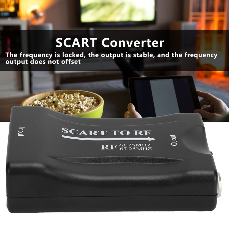 SCART to RF Converter Video Adapter RF 61.25mHz/ 67.25mHz Output