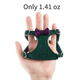 Puppytie No Pull xs Dog Harness with Multifunction Dog Leash,Soft Adjustable No Choke Escape Proof Pet Harness Vest,Plaid Blue,xs