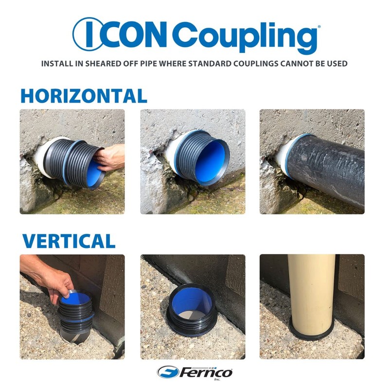 Fernco 6" ICON Pushfit DWV Internal Coupling Sheared Off Pipe