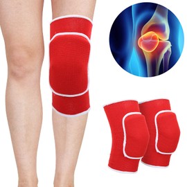 Knee Pads, 1 Pair Protective Knee Brace for Knee Pain Thicken Sponge Knee Guards for Dance Yoga Multi Sports 4 Colors (Red)
