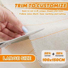 Panelee 39 x 59 Inch Large Monks Cloth for Punch Needle Primary Tufting Cloth with Marked Lines Stretches Punch Needle Fabric Needlework Fabric for Rug Tufting Gun Punch Needle