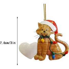 1Pc Cat Cute Acrylic Cat Pendant Christmas Decoration Christmas Tree Pendant Christmas Tree Ornament Funny Cat Car Pendant, Christmas Tree Decorations