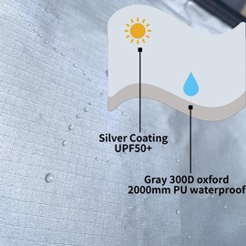 DANCHEL OUTDOOR Waterproof Car Shower Tent Camping Awning with Roof, Portable Car Side Changing Room w/LED Light with 4 Enclosures Shelter Overland, 3.3x3.3ft Gray