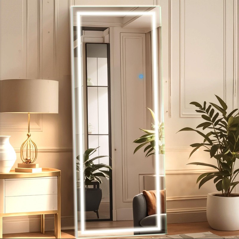 GlasFlength 56"x18" LED Full Length Mirror with Stand – Wall