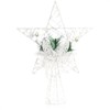 COM-FOUR® Deco Star Christmas - White Metal Star with Pine