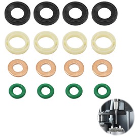 16 Pcs Diesel Injector O-Rings Kit, 1.6 Hdi Diesel Injector Gasket, Injectors, Diesel Injector Gaskets Washers, Fuel Injector Gasket Set (1314368, 1982A0, Green)