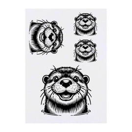 Azeeda 4 x 'Glücklicher Otter' Temporäre Tattoos - Wasserfest, Hautfreundlich & Ungiftig · Transfers in Verschiedenen Größen (TO00080226)