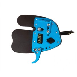 FUNTRESS Archery Finger Tab Leather Finger Guard with Aluminum Plate for Recurve Bow Hunting Shooting Practice (blue, L)