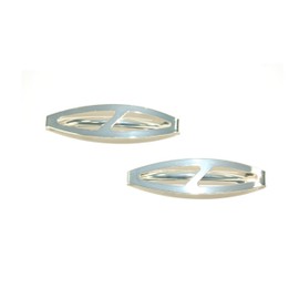 Pair of Oval Shaped Clip-in End Barrettes, Hair Slides with Cut-Out Design. (Silver)