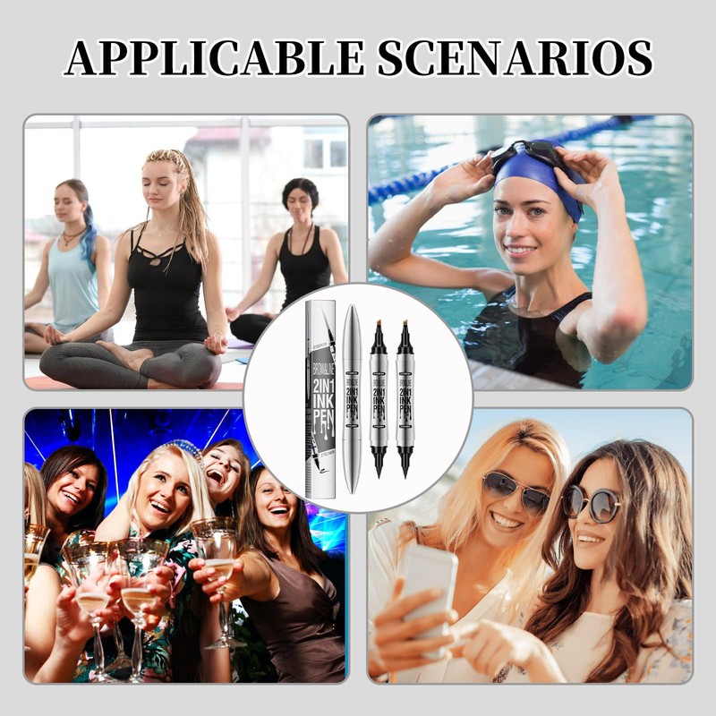 FunnAura 2PCS Double Ended Waterproof Eyebrow Pen, with 4 Micro