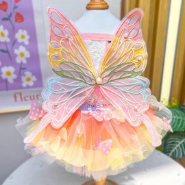 BT Bear Princess Dress, Butterfly Wedding Dress with Multi-Layer Tutu Skirt for Dogs, Cats, Puppies - Size L