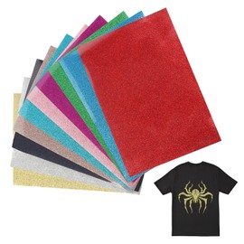 MXTIMWAN Glitter Plotter Film Textile, Pack of 10 Plotter Film Textile, 30.5 x 21 cm, Heat Transfer Vinyl, Plotter Film Textile for T-Shirts, Clothing, Hats or Other Textiles