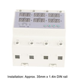 CYSFETENA 3 Phase DIN Rail Voltmeter, 390-500V 3A Automatic Overvoltage Overcurrent Protection AC Voltmeter, Digital Installation Ammeter for Real-time Display of Voltage Current