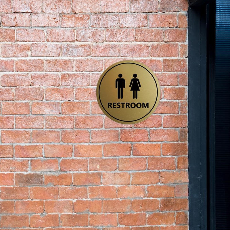 Signs ByLITA Circle Unisex Restroom Sign (White) - Large