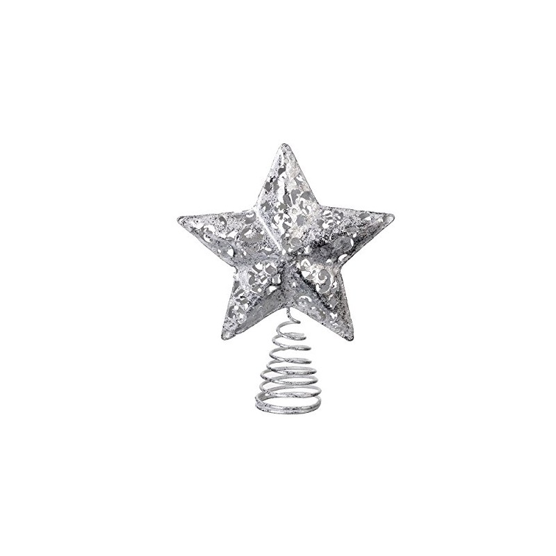 Silver Metal Fretwork Christmas Tree Topper (15.3cm)