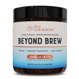 Beyond Brew Vanilla Latte Coffee Alternative - Mushroom Complex w/Lion’s Mane, Reishi, Cordyceps & Chaga for Sustained Focus, Energy & Immunity Support. Prebiotics & Probiotics Support Gut Health, 30