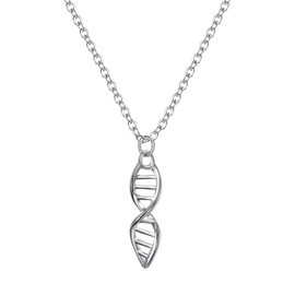 EVER FAITH DNA Necklace for Women 925 Sterling Silver / Double Helix Pendant / Biological Symbol Jewellery / Biology Molecular Chain 18 Inches, Sterling Silver