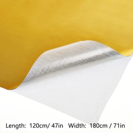 BBTO Heat Reflective Sheet Adhesive Backed Aluminized Fiberglass Heat Shield Tape Protection Barrier Heat Shield Resistant Material for Hose and Auto Use Heat Insulation Sheet(Gold, 48 x 71 Inch)