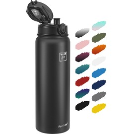 Fanhaw 32 Oz Insulated Stainless Steel Water Bottle with 1 Lid (Chug Lid) - For Kids, Women, Men | Leak & Sweat Proof with Anti-Dust Lid (Black)
