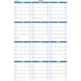 PlanetSafe Calendars 2030 Annual 36" x 24" - 12-Month Vertical Sky Blue Wet & Dry-Erasable Wall Calendar - Yearly Planner - Complete with marker, eraser and marker snap-in holder - BN