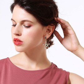 TseenYi Stars and Moon Asymmetrical Stud Earrings Boho Colorful Earrings Rhinestone Pendant Earrings Jewelry for Women and Girls Valentine's Day Christmas Festival Gift Seaside Holiday Beach(Gold)