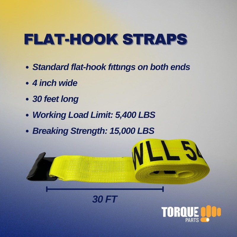 TORQUE 10 Pack of Heavy Duty Winch Straps 4 Inch