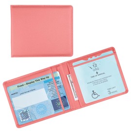 OFFCUP Disabled Badge and Timer Holder, PU Leather Disabled Badge Holder Wallet Protector, Blue Badge Timer Holder Protector Hologram Safe Disabled Badge Holder (Orange)