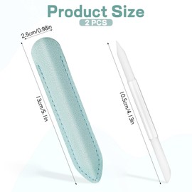 2Pcs Glass Cuticle Pusher with Leather Case, Dual Ended Cuticle Remover Tool Professional Manicure Stick Fingertip Precision Filing Cuticle Remover Tools for Nail Salons Home