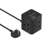 Cube Extension Lead with USB C Slots, 3 Way Power