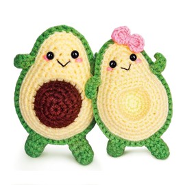 ALINK Crochet Kit for Beginners, Beginner Crochet Starter Kit with Step-by-Step Video Tutorials, Learn to Crochet Kits for Adults Kids, DIY Knitting Supplies, Avocado Couple