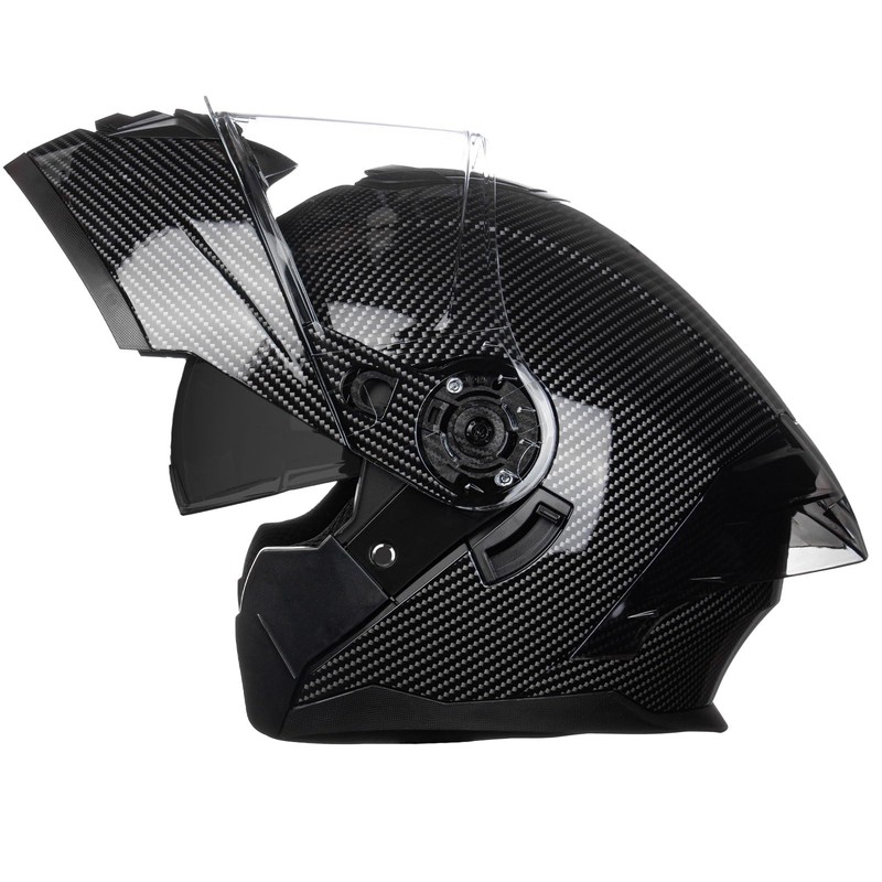 Crown Racing Modular Motorcycle Helmet with Flip-Up Design, Carbon Fiber