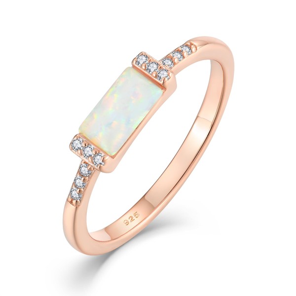STARCHENIE Opal Ring for Women 925 Sterling Silver Rose Gold
