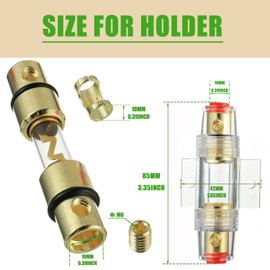 SIGANDG AGU Fuse Holder Inline Gold-Plated with 2 Pieces 60A AGU Fuse for Automotive Audio Power Safety Protection (60A)