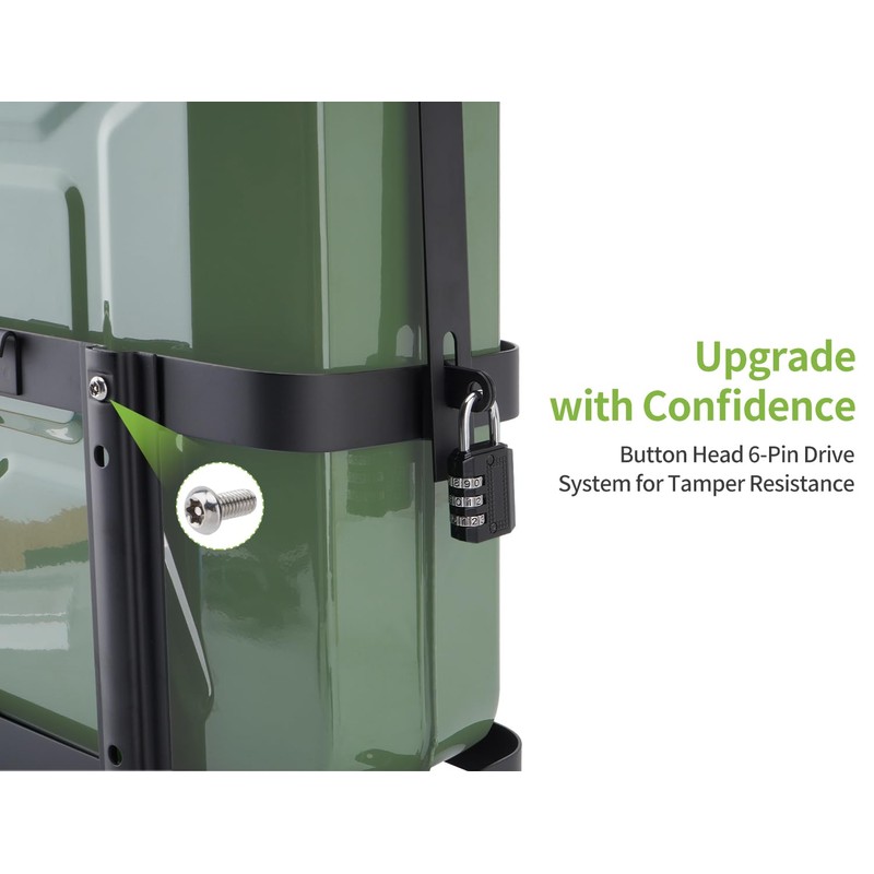 SPARKWHIZ Jerry Can Mount with Combination Lock, Jerry Fuel Can