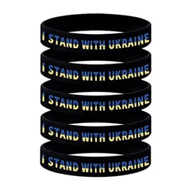 TrendyLuz Bands Ukraine Ukrainian Silicone Wrist Band Bracelet Wristband BLACK, 8 inch