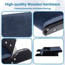 HollyHOME Foldable Tatami Chair, Upholstered Japanese Style Floor Chair, Wood Legless Back Rest Chair with Cushion, Accent Meditation Floor Seat for Bay Window, Living Room, Bedroom, Dark Blue